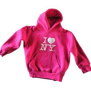 I Love NY Girls Pink Hoodie Hooded Sweatshirt size Small    JH751